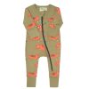 Organic Signature Print '2-Way' Zip Romper - Long Sleeve