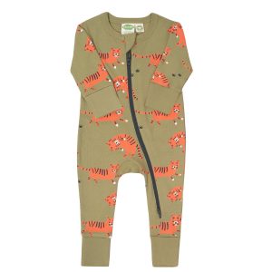Organic Signature Print '2-Way' Zip Romper - Long Sleeve